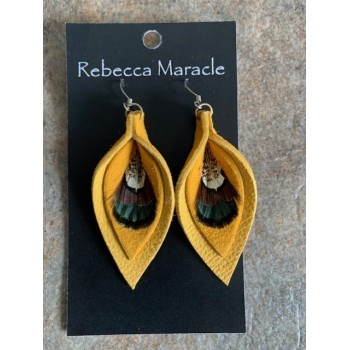 Boucles d'oreilles larmes et plumes de faisan